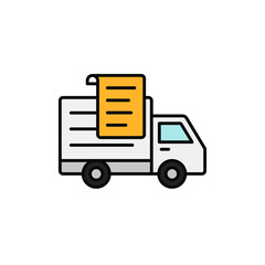 delivery truck paper list icon. shipment report document illustration. simple outline vector symbol design.