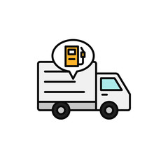 delivery truck fuel oil icon. shipment car refuel illustration. simple outline vector symbol design.