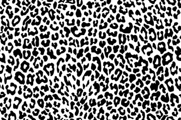Leopard seamless pattern. White and black. Animal print. Vector background. - obrazy, fototapety, plakaty