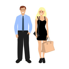 Male businessman and blond sexy woman