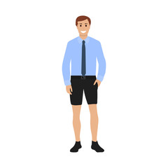 Businessman in shirt with tie and shorts