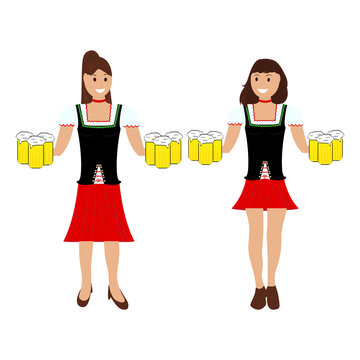 Two girls with beer at the Oktoberfest 