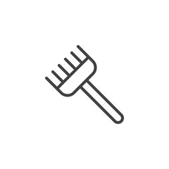 Rake outline icon. linear style sign for mobile concept and web design. Gardening tool simple line vector icon. Symbol, logo illustration. Pixel perfect vector graphics