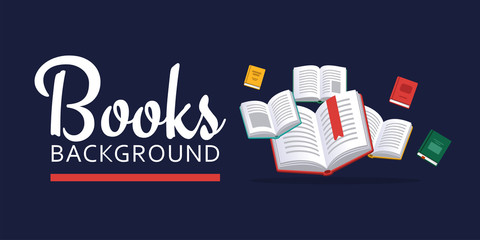 Books illustration. Library research. Scholarship concept. Literature background in flat style. Concepts for web banner and promotional material.