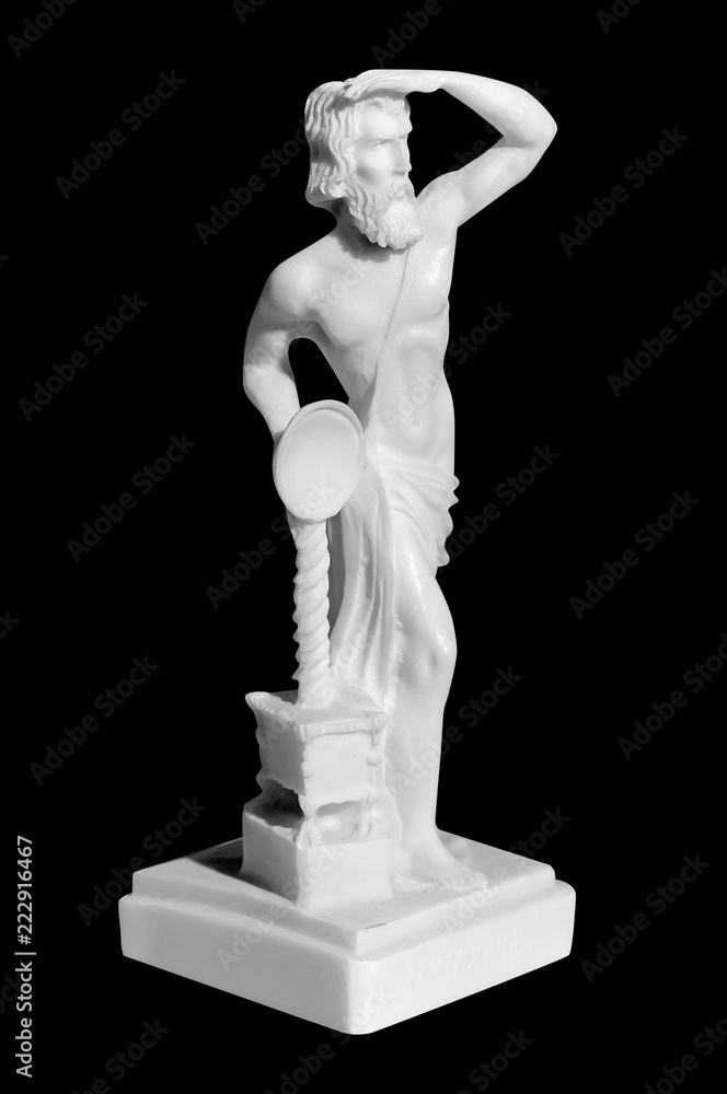 Wall mural marble statue of a man on a black background