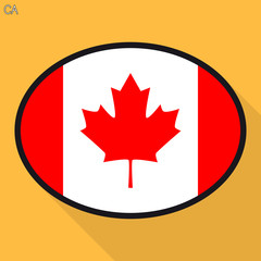 Canada flag speech bubble, social media communication sign, flat business oval icon.