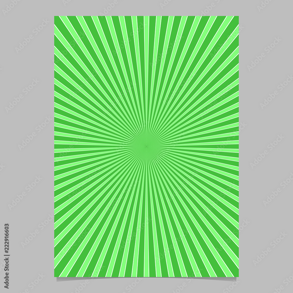 Poster green abstract explosion brochure template - vector page background design from radial rays