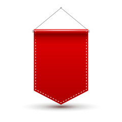 Red Pennant flag award banner. Blank pennant design template mockup. Empty space advertising