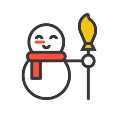 snowman, Merry Christmas related icon set, filled outline design editable stroke