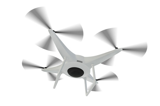 Flying Drone Isolated On White Background