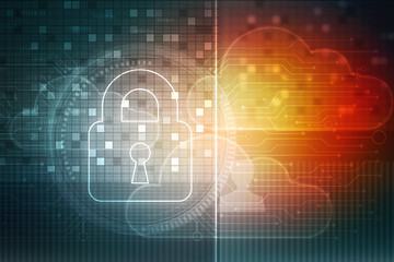 2d illustration Safety concept: Closed Padlock on digital background