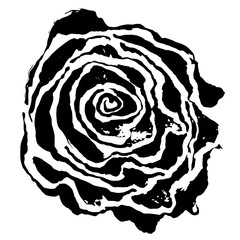 Brush painted wave pattern. Black and white floral grunge background.