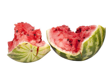 Pieces of watermelon on white background isolated close up