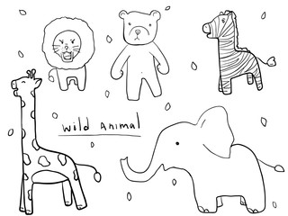 cute wild animal doodle for kid