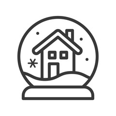 Snow globe with ,Merry Christmas icon set, outline design editable stroke