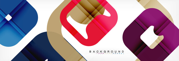 Square geometric background, multicolored template for business or technology presentation or web brochure cover layout, wallpaper.