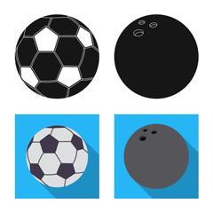 Vector illustration of sport and ball symbol. Set of sport and athletic stock symbol for web.