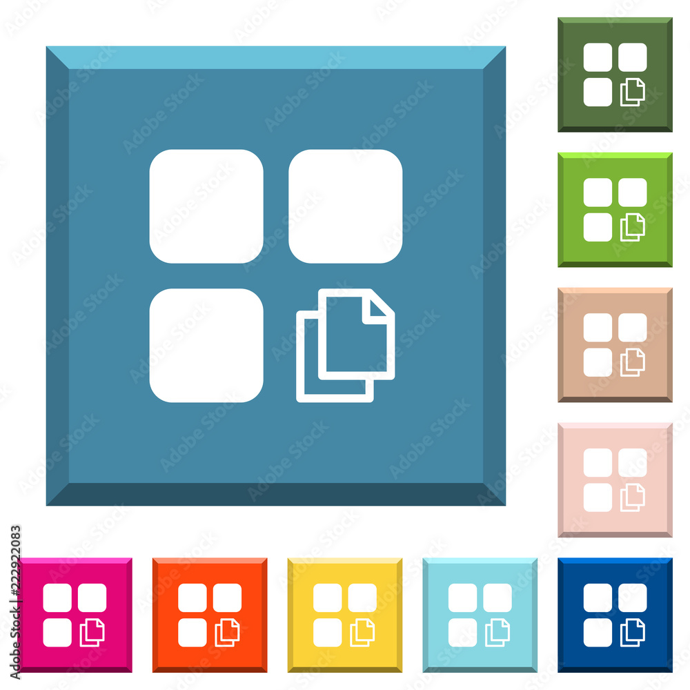 Poster copy component white icons on edged square buttons