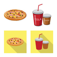 Isolated object of pizza and food sign. Collection of pizza and italy stock symbol for web.