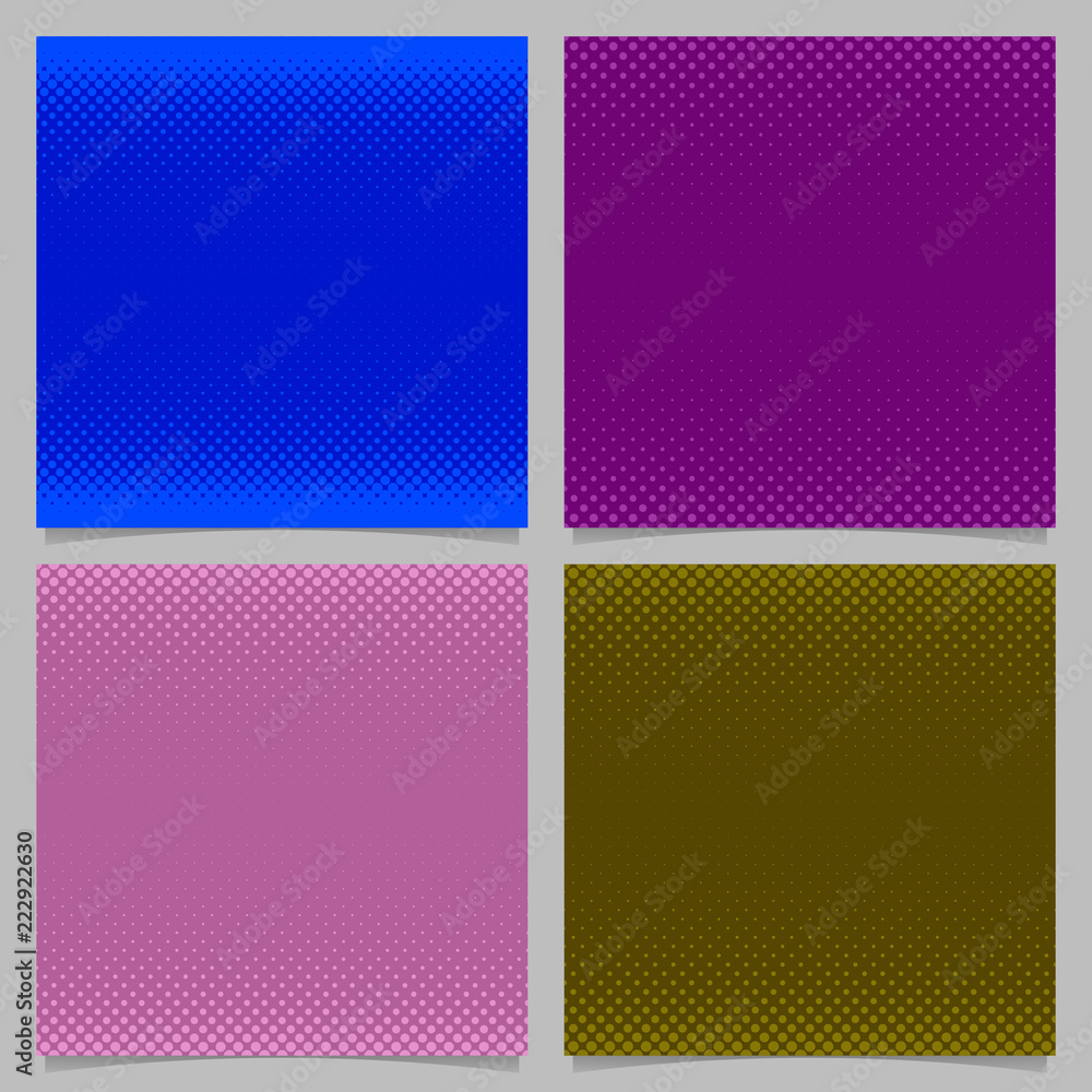 Poster geometrical halftone dot pattern background set - vector stationery graphics with colored circles in