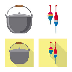 Isolated object of fish and fishing symbol. Collection of fish and equipment stock symbol for web.