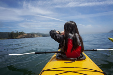 Woman Sea Kayaking in Puget Sound