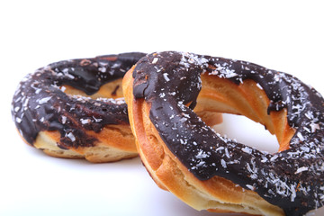 Homemade Traditional polish sweets doughnuts isolated on white background.