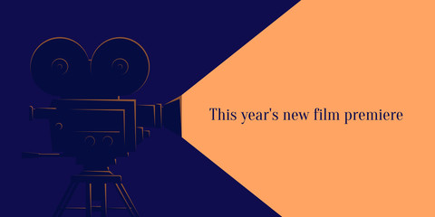 Bright poster with an old movie camera in the background.