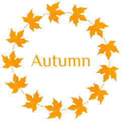 Vector illustration. Wreath of yellow autumn leaves