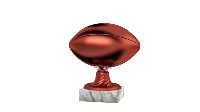 American Football Bronze Trophy with Marble Bases in Infinite Rotation