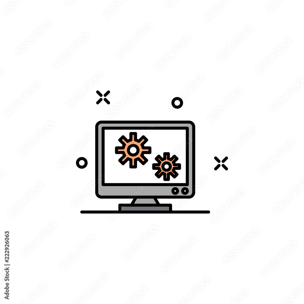 Poster computer settings colored icon. element of colored business chart icon for mobile concept and web ap