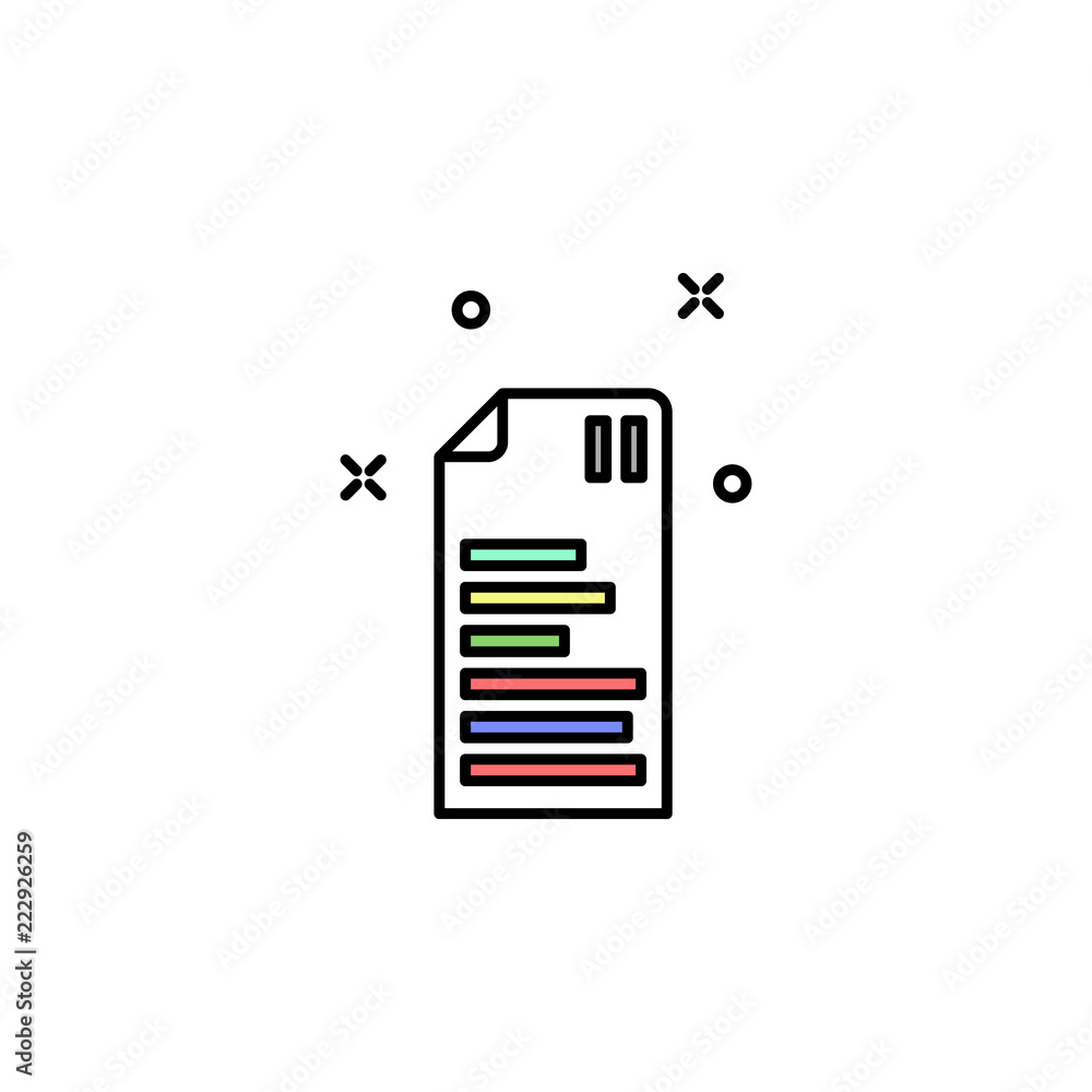 Aufkleber chart on paper colored icon. element of colored business chart icon for mobile concept and web apps.