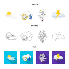 Isolated object of weather and climate logo. Collection of weather and cloud stock symbol for web.