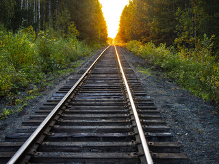 railway in autumn forest