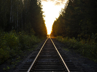 railway in autumn forest
