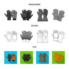 Isolated object of glove and winter symbol. Collection of glove and equipment stock symbol for web.