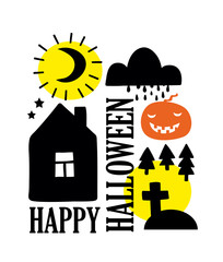 Happy Halloween card cover in simple scandinavian style.