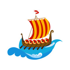 icon of viking ship, drakkars, isolated