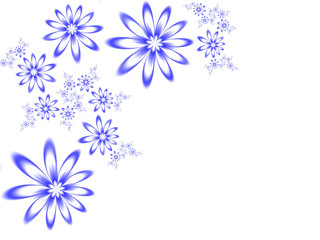 Garlands of fractal blue flowers