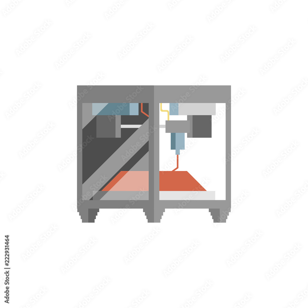 Poster colored 3d printer production icon. element of production for mobile concept and web apps illustrati