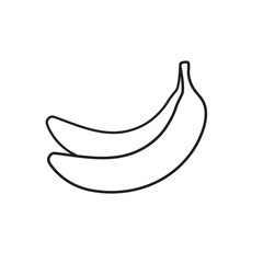 Outline icon of a pair of banana isolated on white. Two banana vector illustration.
