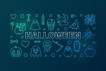 Halloween vector creative colorful line horizontal banner