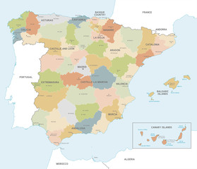 Colorful Vector Map of Spain