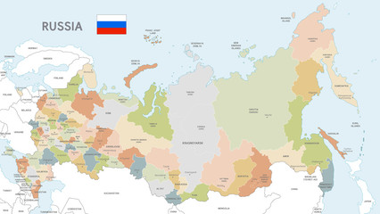 Fototapeta premium Colorful Vector Map of Russia
