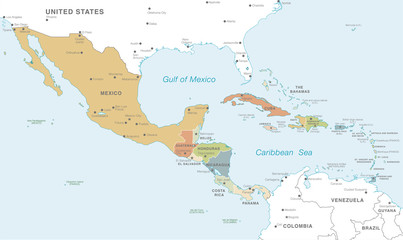 Colorful Vector map of Central America