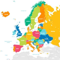 Deurstickers Kleurrijke Vectorkaart van Europa © pingebat