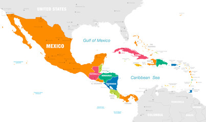Colorful Vector map of Central America - 222932673