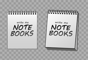 Notebook mock up and place for your text or image. Blank mock up with isolated background
