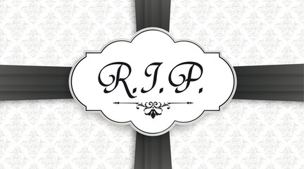 RIP Obituary Emblem Centre Black Cross Ribbon Header