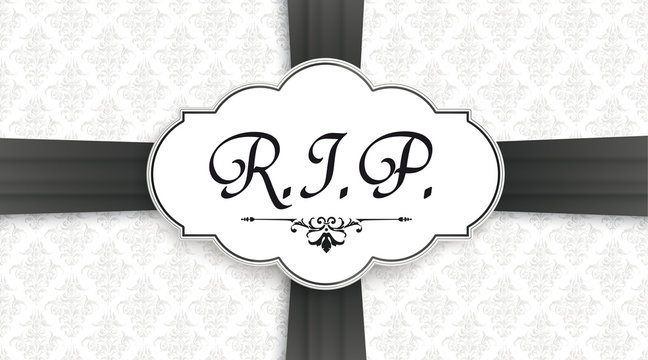 RIP Obituary Emblem Centre Black Cross Ribbon Header
